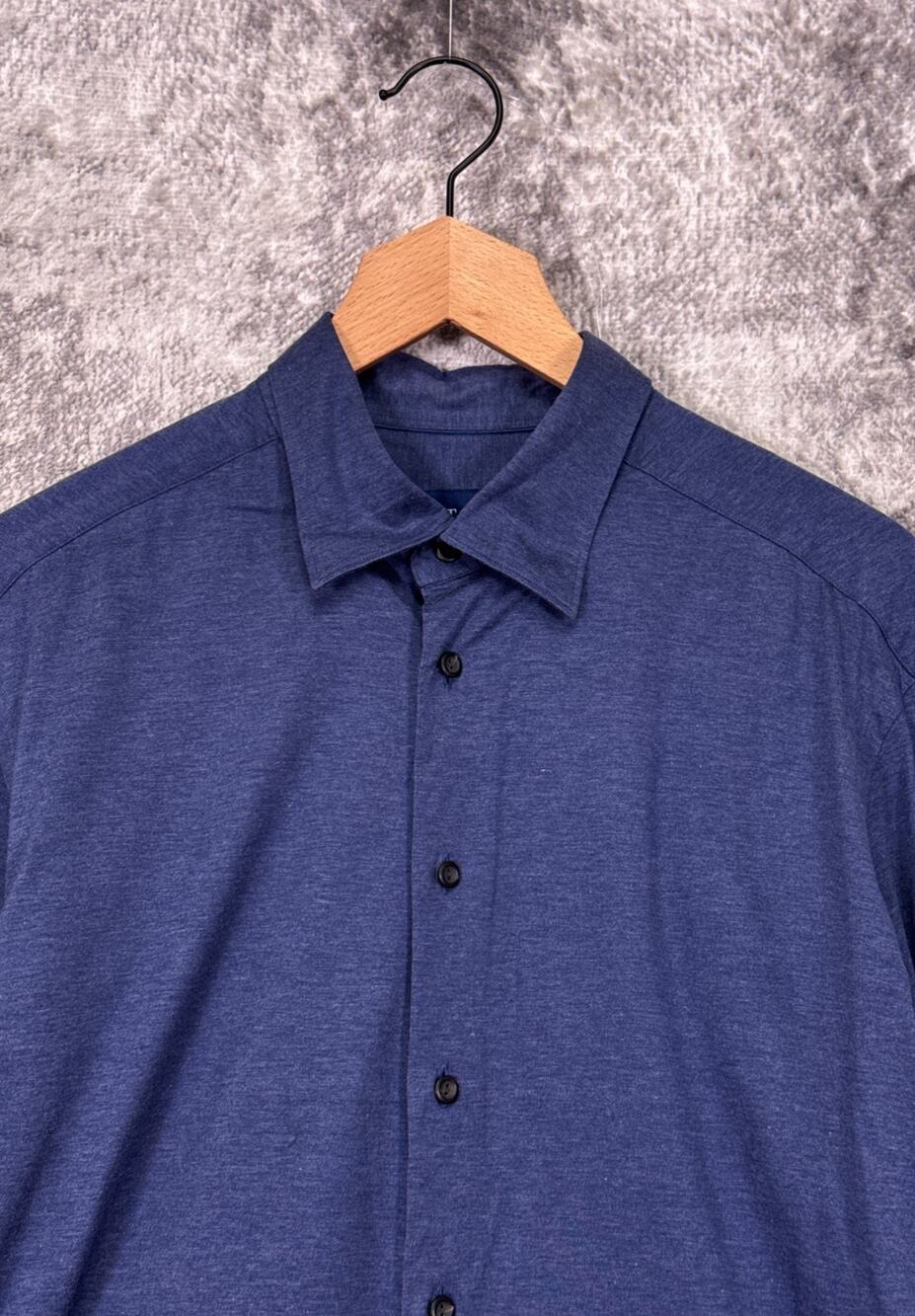 Eton Filo Di Scozia Jersey Shirt XL Mens Blue Long Sleeve Slim Fit